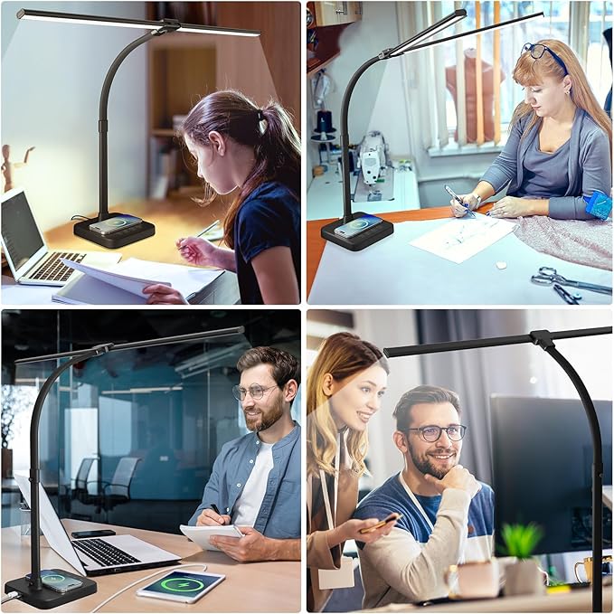 ShineTech LED Desk Lamp for Home Office, 24W Double Head Desk Light - Image 6