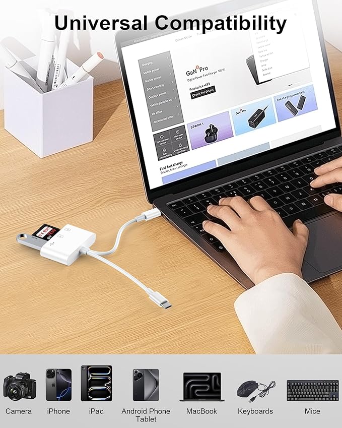 SD Card Reader for iPhone/iPad/Mac, USB C and Lightning Dual Port Memory Card - Image 7