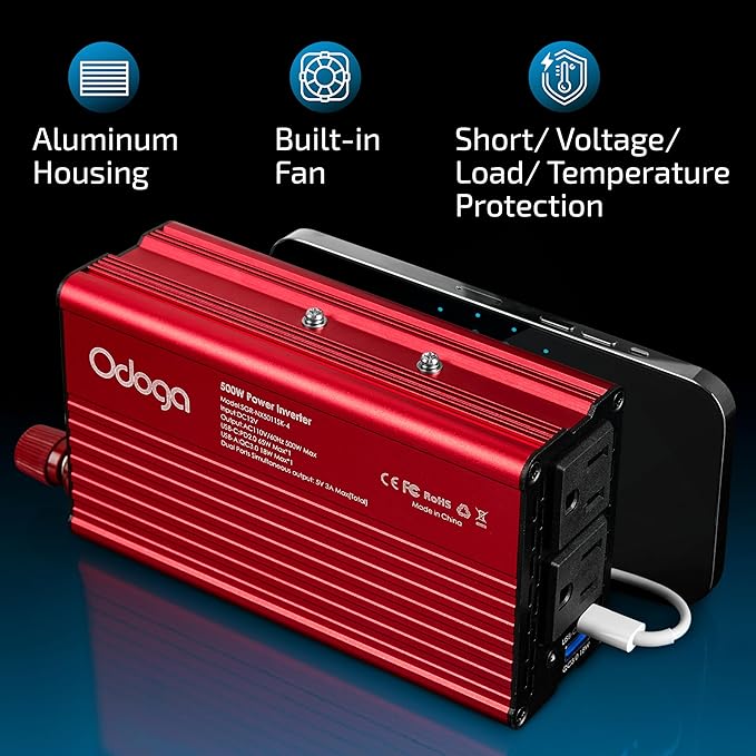 500W Car Power Inverter 12v to 110v – Car Adapter - Image 4
