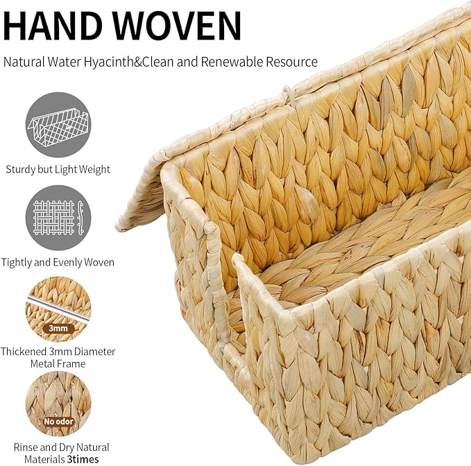 Cable Management Box, Hand-Woven Water Hyacinth Decorative Cord Organizer - Image 6