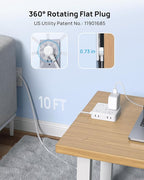 TROND 360° Rotating Flat Plug Power Strip, 10FT Flat Extension Cord - Image 2