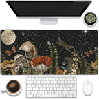 Large Gaming Mouse Pad for Desk, Cute Forest Mushroom Desk Mat, Starry Night by Eflxamz