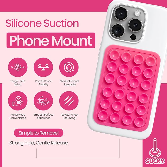 SUCKY Silicone Suction Phone Case Adhesive Octo Cup Buddy Mount - Image 2