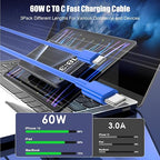 3-Pack Blue 60W USB C to USB C Cable, Type C Fast Charging Cable - Image 2