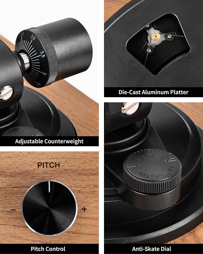 Turntable Vinyl Record Player Support Bluetooth Output Phono/Line Switch Pitch - Image 5