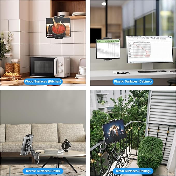 iPad Under Cabinet Mount, Kitchen Tablet Mount Holder, iPad Desk Mount w/Clamp - Image 5
