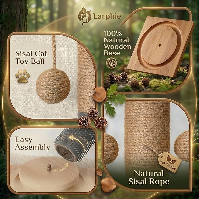 4-in-1 Solid Wood Cat Scratching Post - Image 4
