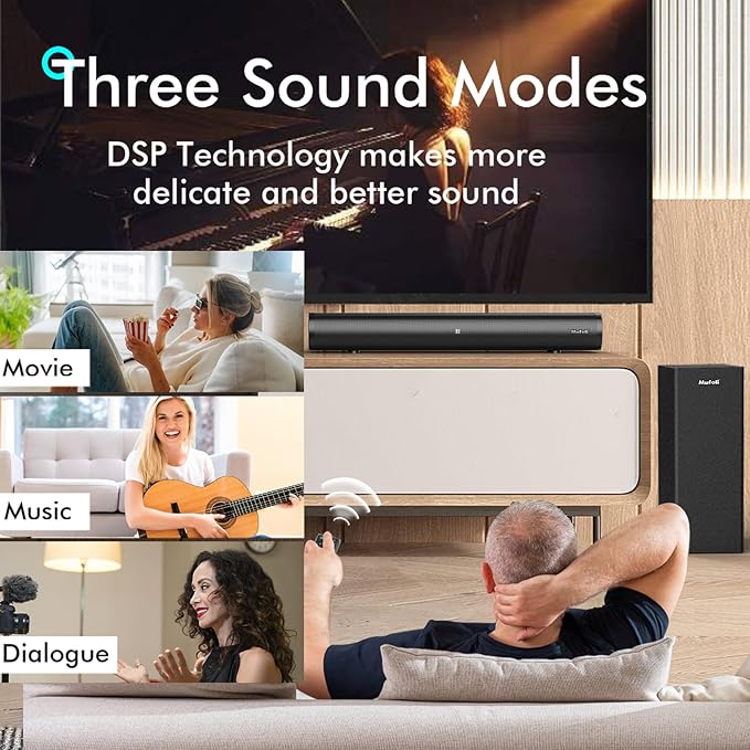 Sound Bars for TV with Subwoofer 2.1 CH 120W Soundbar for TV, for PC, Surround - Image 4
