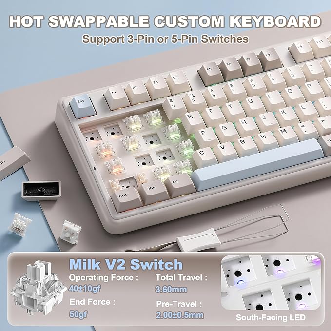 YUNZII B98 PRO QMK/VIA Wireless Mechanical Gaming Keyboard, 96% Layout - Image 6