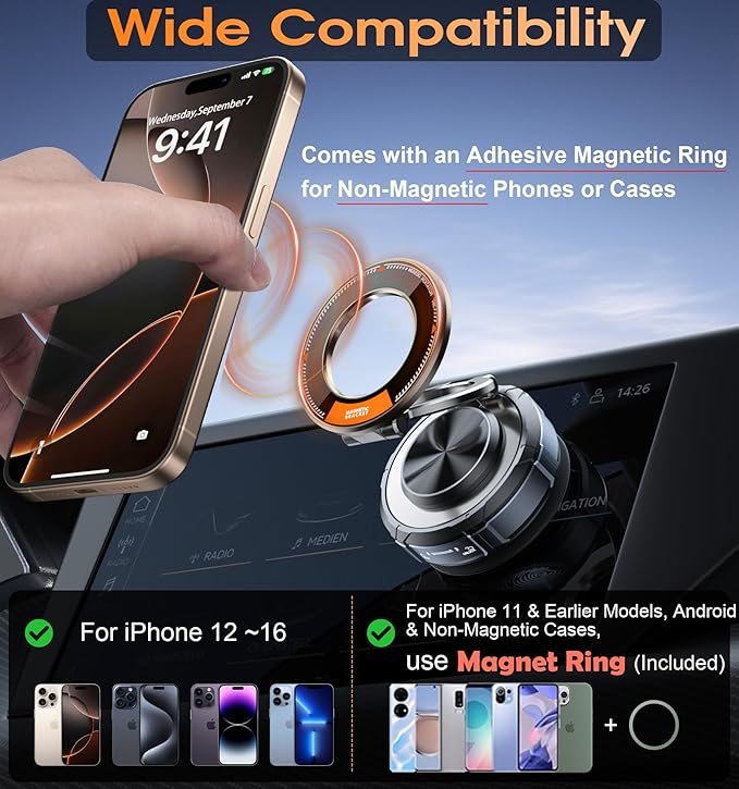 BOCLOUD Upgraded Suction Cup Phone Mount 360° Zinc Alloy Phone Stand Vacuum - Image 8