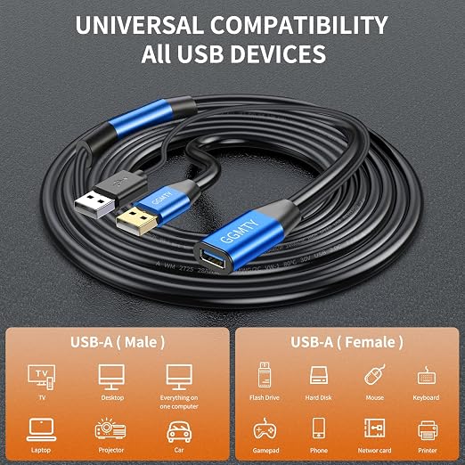 USB 2.0 Type A Male to A Female Active Repeater Extension Cable 65ft, High - Image 4