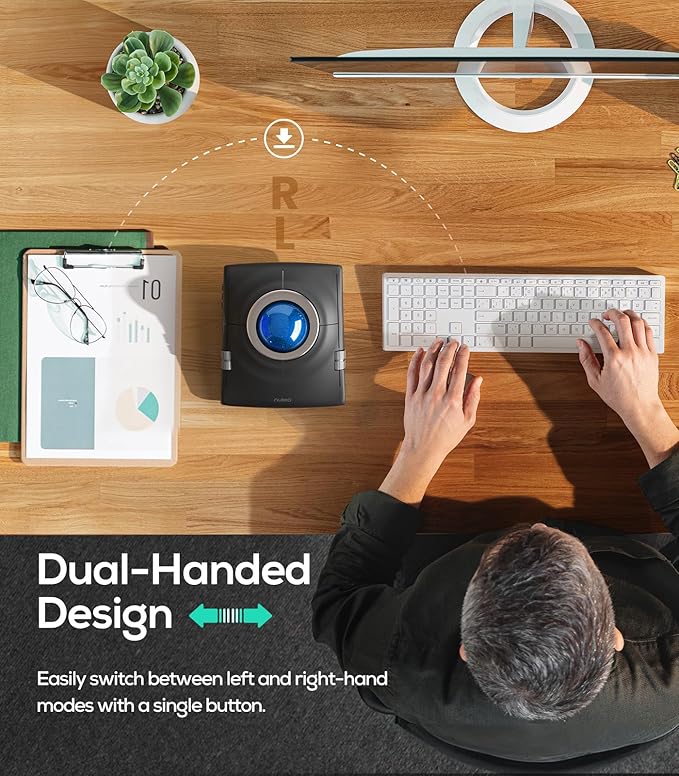 Nulea M512 Wireless Trackball Mouse, Ergonomic 55mm Trackball, 4 Level - Image 4