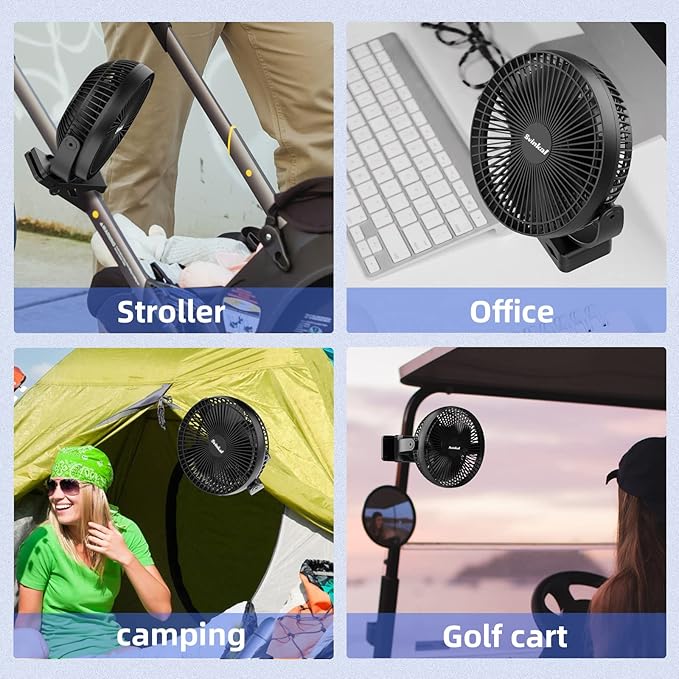 Portable Clip on Fan 10000mAh Battery Powered, USB Type C, Supports 720° - Image 6