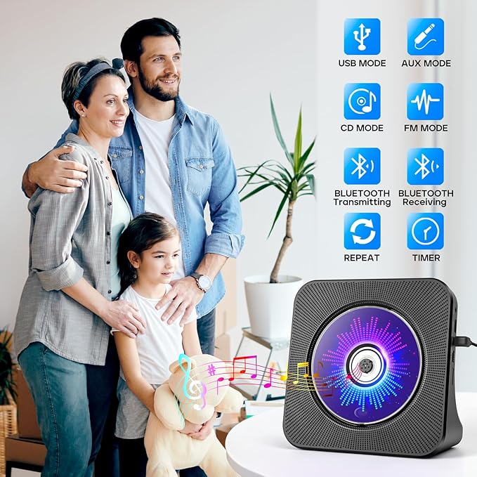 Desktop CD Player with Speakers, ROADOM CD Players - Image 2