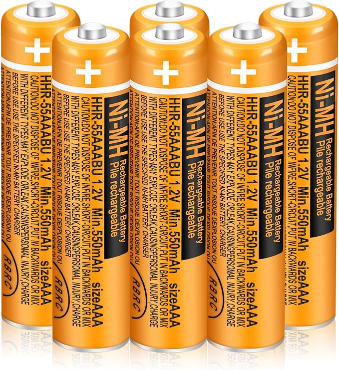6 Pack HHR-55AAABU NI-MH Rechargeable Battery 550mAh AAA 1.2V Batteries by TrianglePower