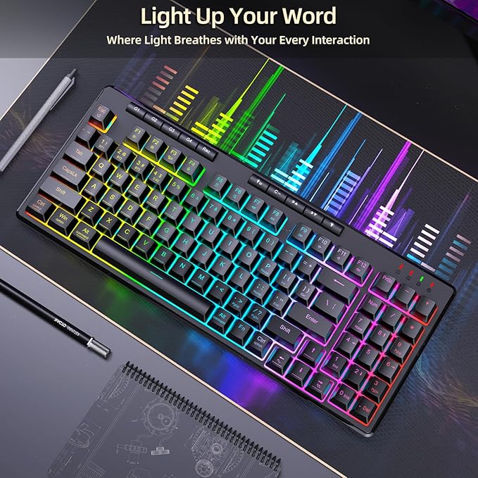 Redragon K517 Pro Wireless Gaming Keyboard, RGB Backlit, Tri-Mode - Image 6