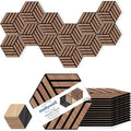 Mollywell Hexagon Acoustic Panels, Walnut TH4, 12 Pack |Wood Veneer|High by Mollywell