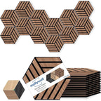 Mollywell Hexagon Acoustic Panels, Walnut TH4, 12 Pack |Wood Veneer|High by Mollywell