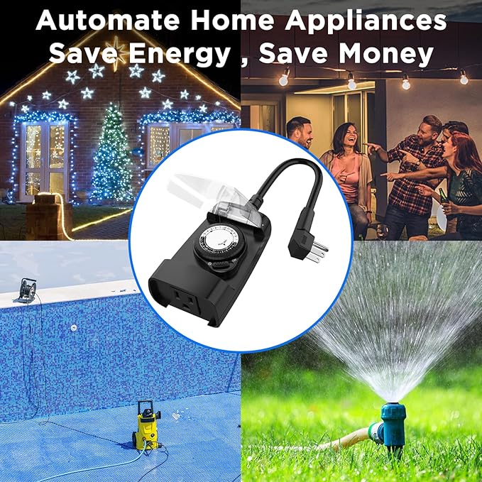 G-ELEK Outdoor Timer Outlet Waterproof, 24 Hour Outdoor Light Timer, Timers - Image 2