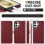 TUCCH Case Wallet for Galaxy S25 Ultra, Detachable Wrist Strap RFID Blocking 4 - Image 8