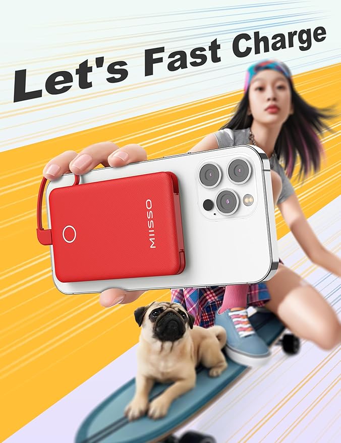6000mah Ultra Slim Built in Cables Power Bank, Card Size Built in USB C Cords - Image 6