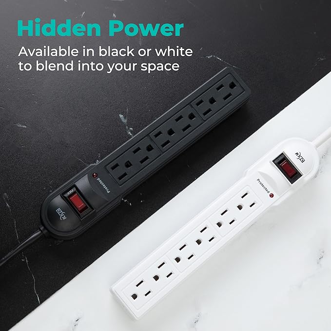 KMC 6-Outlet Surge Protector Power Strip 2-Pack, Overload Protection, 4-Foot - Image 6