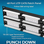 Rapink Patch Panel 48 Port Cat6 10G Support, Network Patch Panel UTP 19-Inch - Image 5
