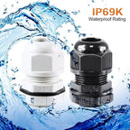 25 Pcs 1/2" IP68 Strain Relief Nylon Cord Grip NPT Cable Glands Adjustable UL - Image 6