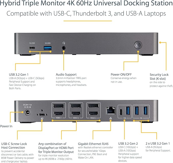 StarTech.com USB-C / USB-A Hybrid Docking Station - Image 3