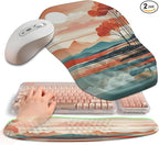 2-in-1 Ergonomic Set, Wave Keyboard Wrist Rest and Massage Slope Mouse Pad by Gleamtide