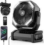 KITWLEMEN Camping Fan with Light - 20000mAh Rechargeable Battery Fan by KITWLEMEN