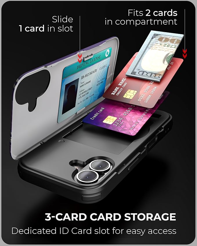 TORU CX Slim for iPhone 16 Case Wallet | Protective Shockproof Heavy Duty Cover - Image 3