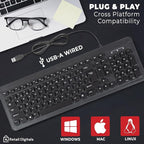 Wired USB Keyboard | Full-Sized | Ergonomic | Soft Typing | QWERTY Layout | - Image 5