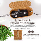 Cable Management Box, Handmade Rattan Cable Organizer, 2 Open Slots Cords Hider - Image 7