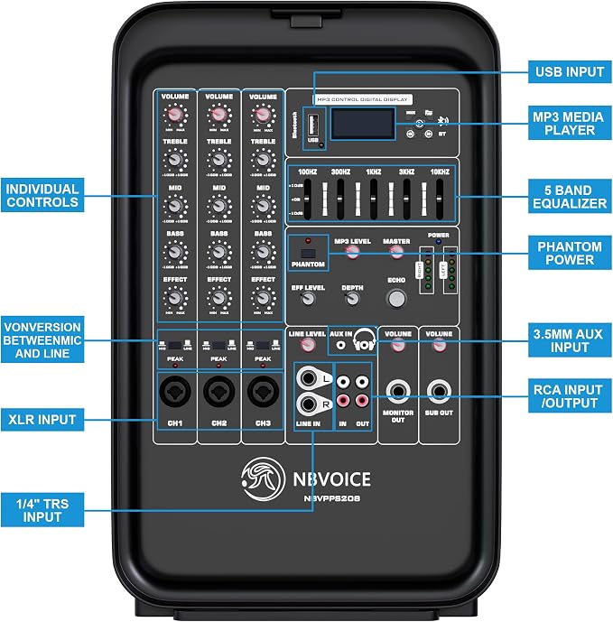 Professional Portable All-in-One 2-Way PA System Suitcase-Style Design - Image 5