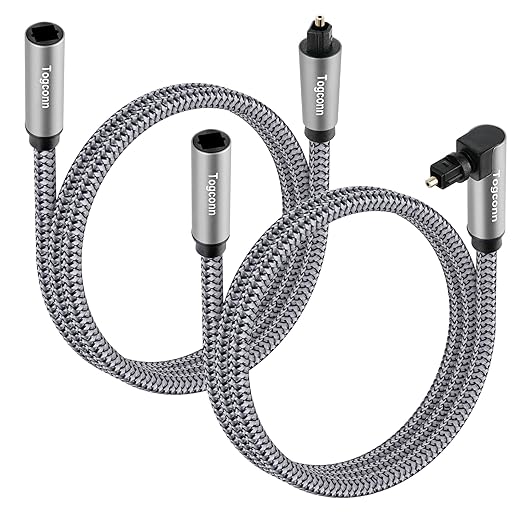 Optical Extension Fiber Digital Cable Adapter 4 Feet（2 Pack）, 90 Degree Right by Togconn
