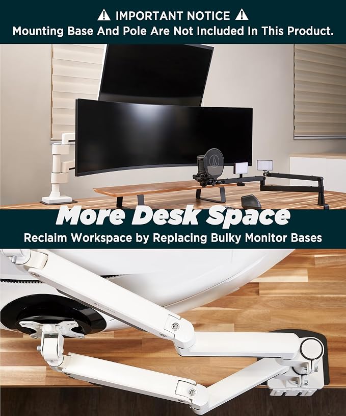 Heavy Duty Extension Arm Dual 49" Vertical Stacked Monitor Mount Height - Image 4