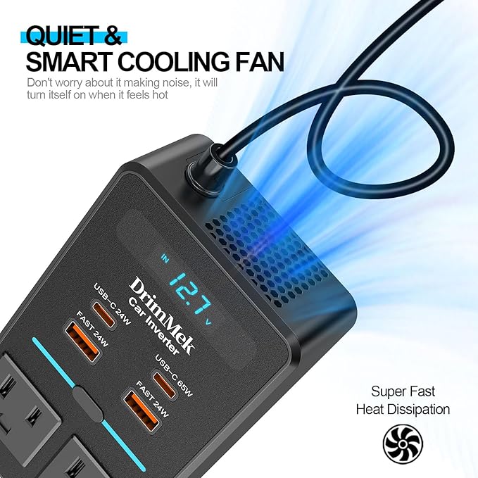 300W Car Power Inverter, DC 12V to 110V AC Car Plug Adapter - Image 4