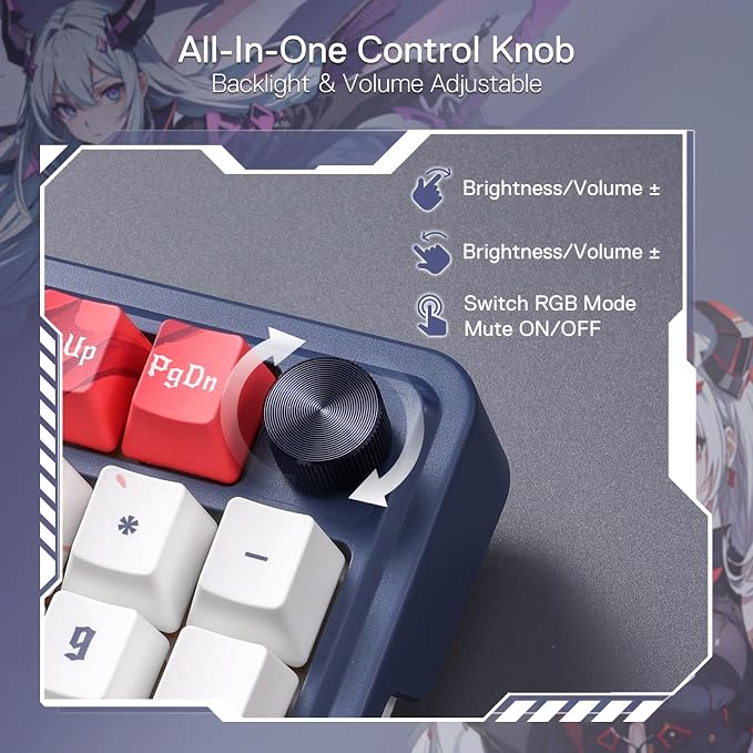 Redragon K686 PRO SE 98 Keys Wireless Gasket RGB Gaming Keyboard, 3-Mode Anime - Image 8