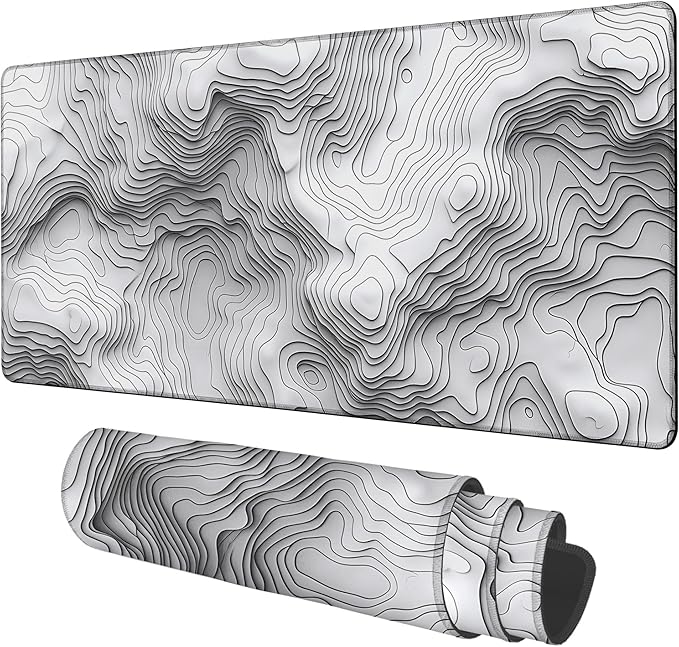 Large Mouse Pad Wave Lines Gaming Desk Pad Computer Keyboard Non-Slip by Unknown