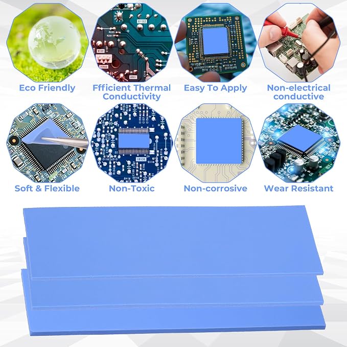 30 Pcs 2.6 * 0.8 Inches Silicone Thermal Pad Reusable CPU Thermal Pad Heat - Image 3