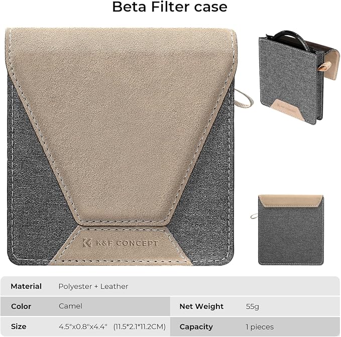 K&F Concept Lens Filter Case 4 Pocket, Leather Carrying Filters Bag Pouch - Image 7