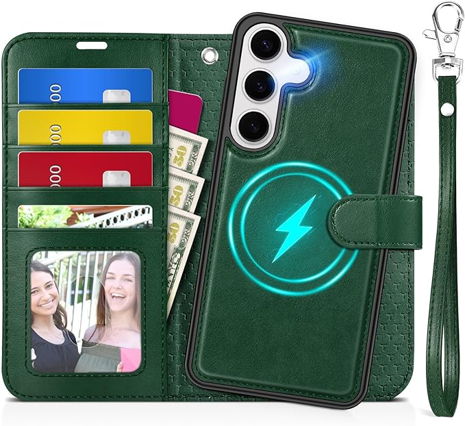 TUCCH Wallet Case for Galaxy S25, 2 in 1 Wrist Strap RFID Blocking PU Leather by TUCCH