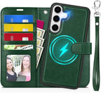 TUCCH Wallet Case for Galaxy S25 Plus, 2 in 1 Wrist Strap RFID Blocking PU by TUCCH