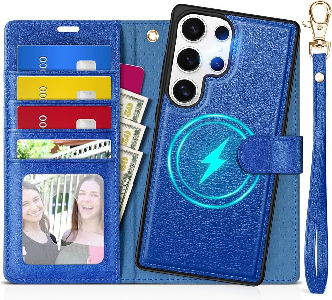 TUCCH Case Wallet for Galaxy S25 Ultra, Removable Wrist Strap PU Leather by TUCCH
