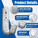 40 Pack J Cable Hook with Retainer Clip, 2-Inch Heavy Duty Wall Mount J-Hooks - Image 3
