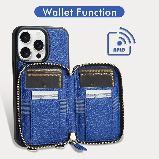 ZVE for iPhone 15 Pro Max Wallet Case, Card Holder Phone Purse for Women - Image 2