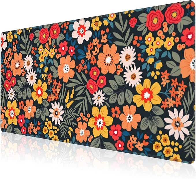 Mouse Pad, Large Colorful Flowers and Plants Desk Mat, Extended Non-Slip Gaming by NIYLYNSYN