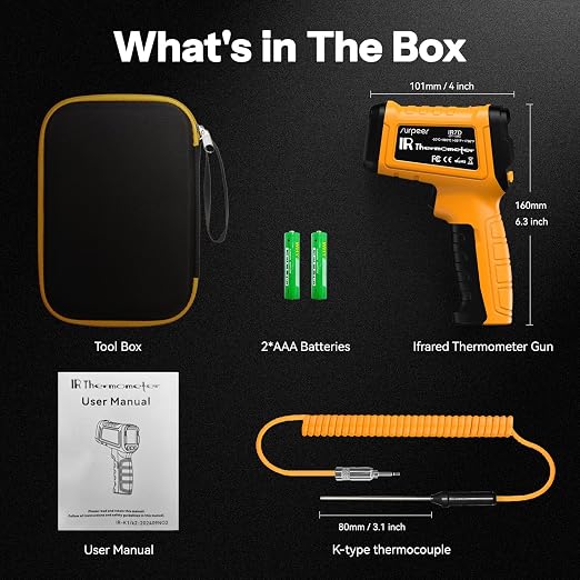50:1 Infrared Thermometer IR Laser Gun, -58°F to 1796°F, Digital Temperature - Image 7