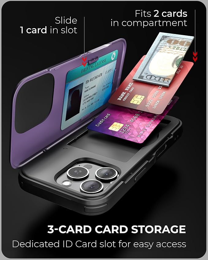 TORU CX Slim for iPhone 16 Pro Case Wallet | Protective Shockproof Heavy Duty - Image 3